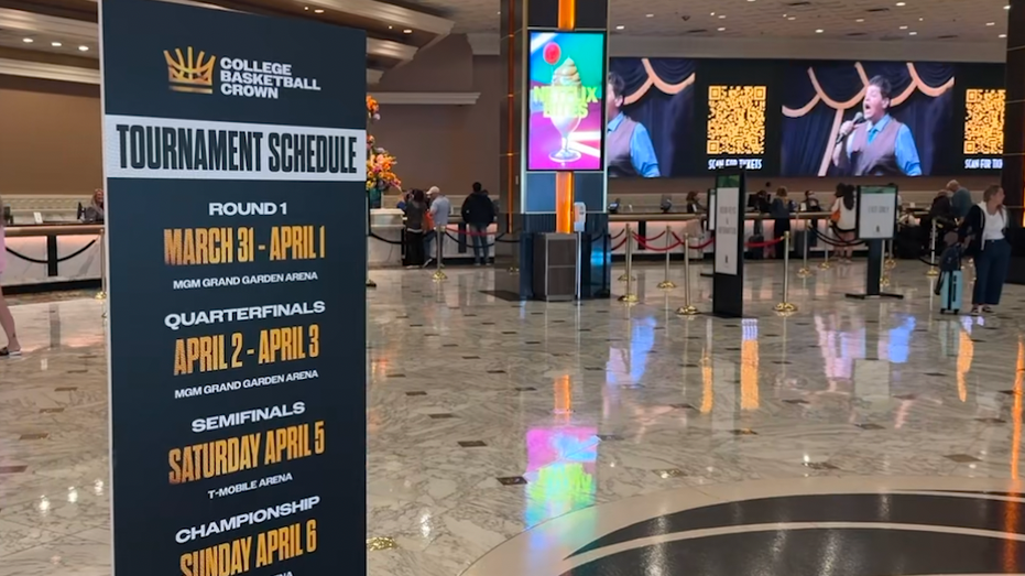 A schedule displayed in the hotel lobby.