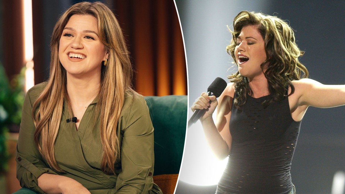 Kelly Clarkson then and now split.