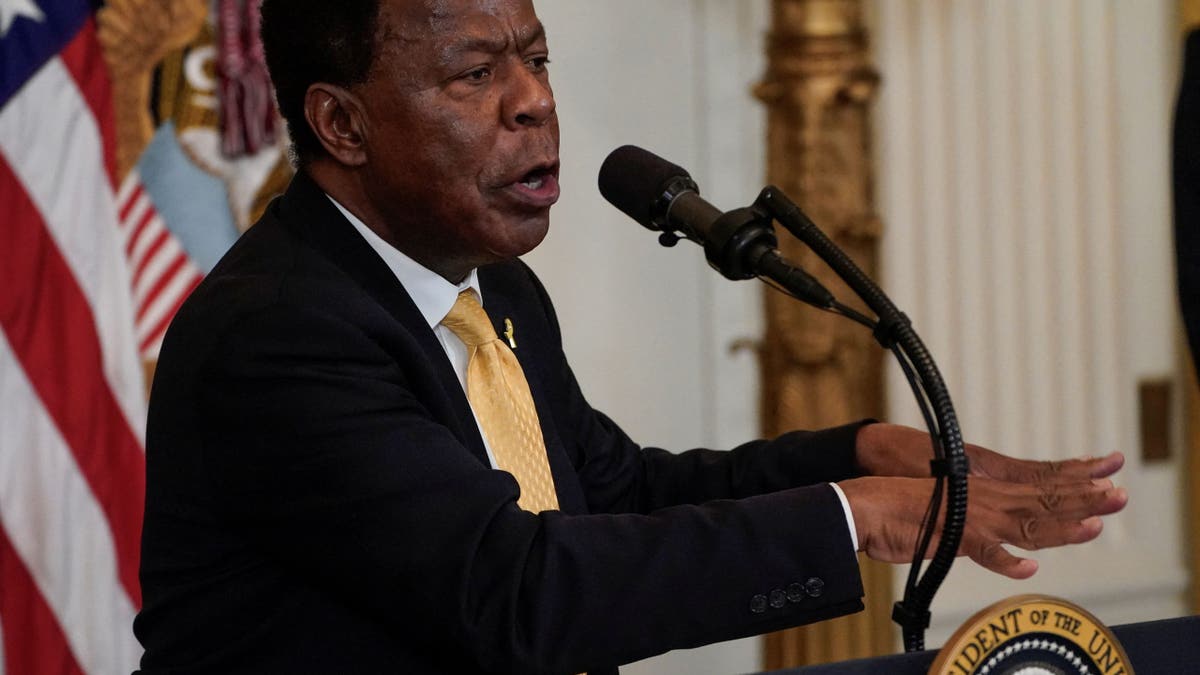 Leo Terrell speaking at podium