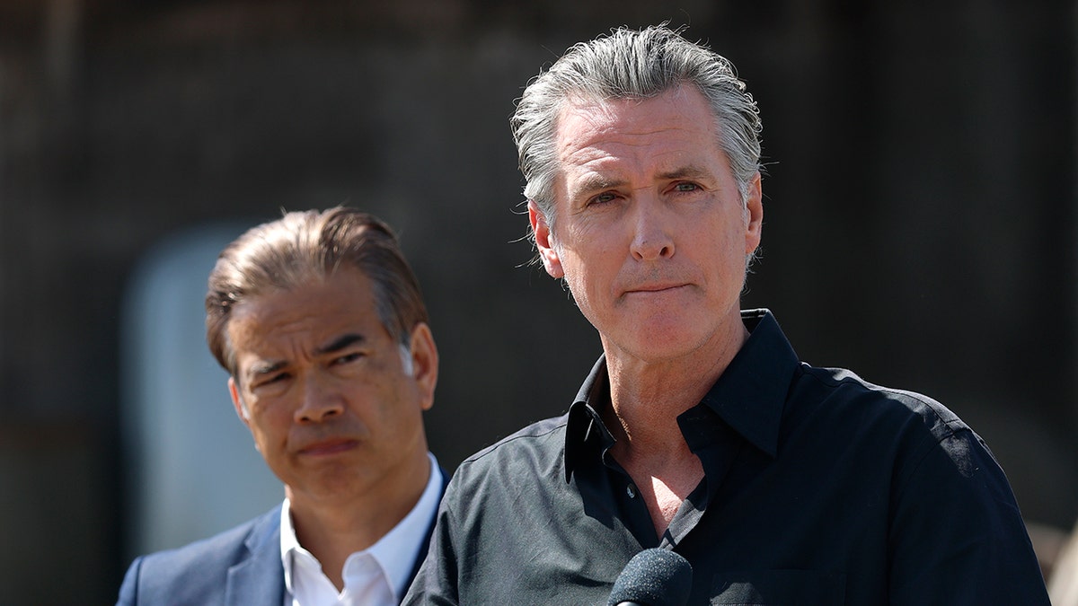 bonta and newsom at press conference